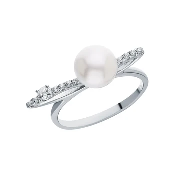

Silver ring with imitation pearls and cubic zirconia sunlight sample 925