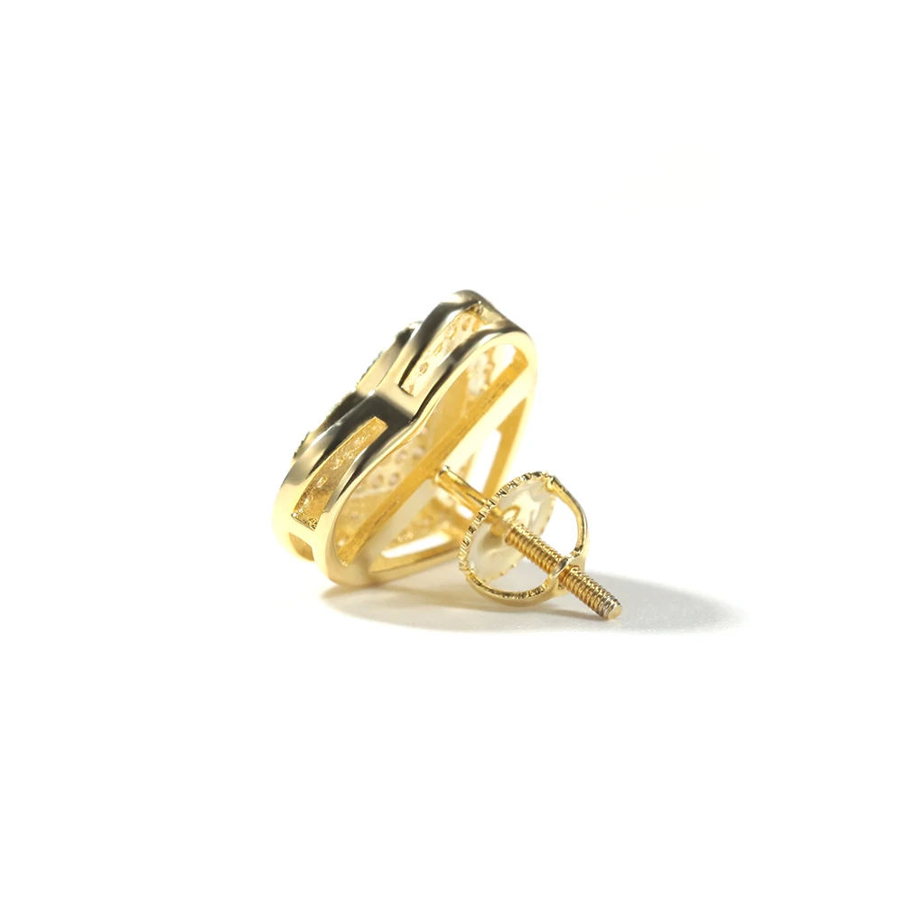 The Bling King Double Layer Heart Shape Stud Earring Paved Cubic Zirconia 925 Sterling Silver Earring Fashion Hiphop Jewelry