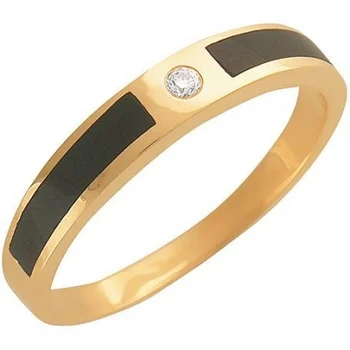 

Esthete ring with 1 diamond, 2 Onyx Red Gold