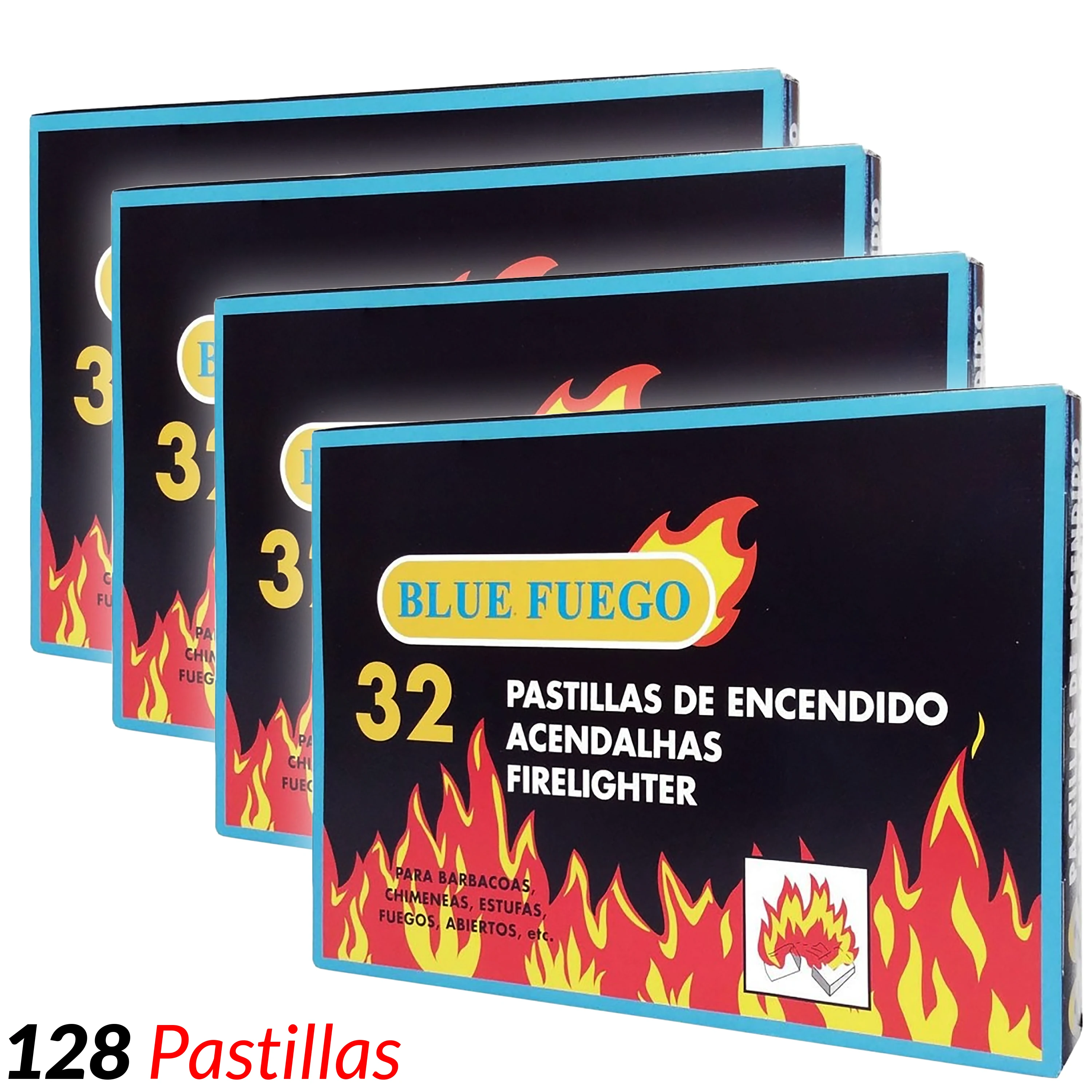 32 a 384 Pastillas de Encendido BLUE FUEGO para Barbacoas Chimeneas Estufas  Fuegos Abiertos - AliExpress