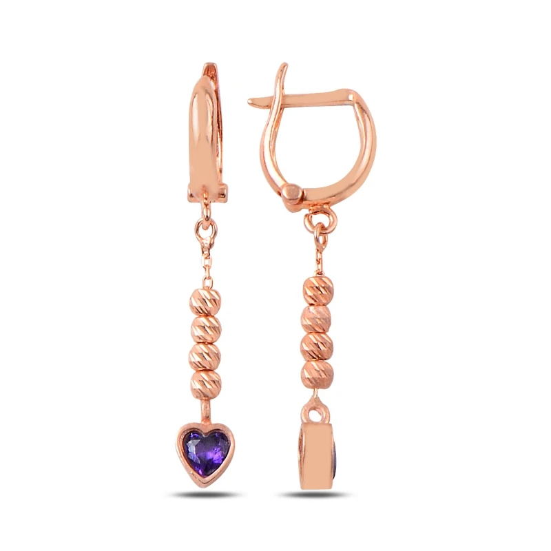 

Silver 925 Sterling Zircon Stone Heart and Bulk Dangle Earrings