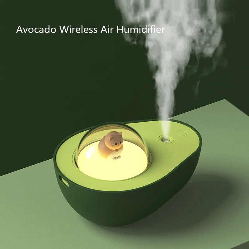 free shopping!!!- 210ml Avocado Wireless Air Humidifier For Home Cute
Pet Car Mist Maker with Battery LED Light Mini Office Dekstop Air
Purifier