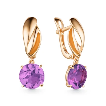 

Gold earrings with amethyst sunlight