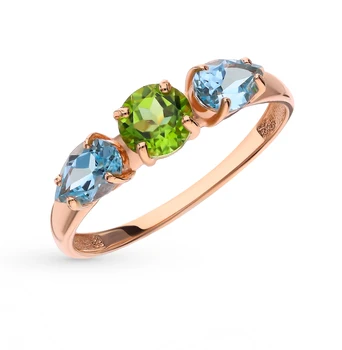 

Gold ring with хризолитом and Topaz sunlight sample 585