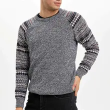 DeFacto, модные мужские пуловеры с геометрическим узором, повседневные Простые пуловеры, топы для отдыха, мужские осенние New-L1436AZ19WN