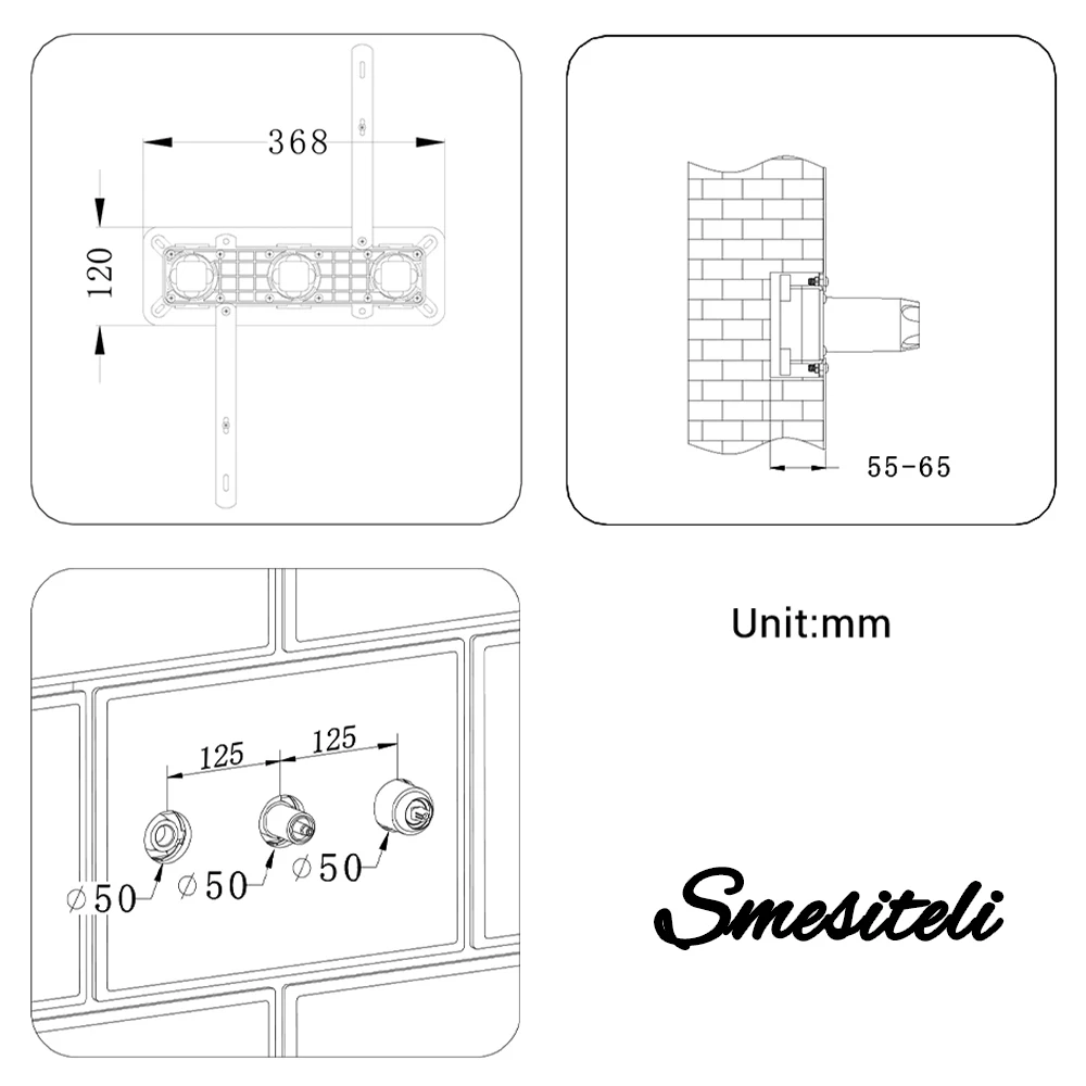 Smesiteli Shower System Set  Brushed Gold Wall Mount Bathroom Faucet Hidden Brass Hot Cold Valve Bath Shower Rain Shower Kit 3