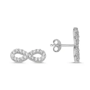 

Angemiel 925 Silver Zircon Cubic Zirconia Infinity Earrings-Rhodium Plated