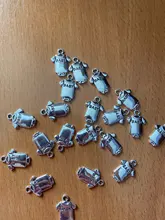 20 piezas de amuletos bebé Onesie overol paño 17x12mm bronce tibetano Color plata colgantes joyería antigua fabricación artesanal DIY