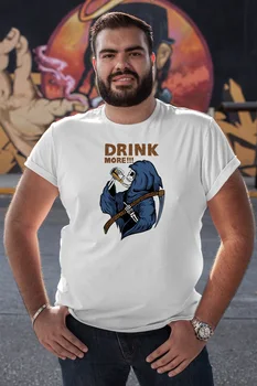 

Angemiel Wear More Drink Grim Reaper White Men 'S Cotton Big Size T-Shirt
