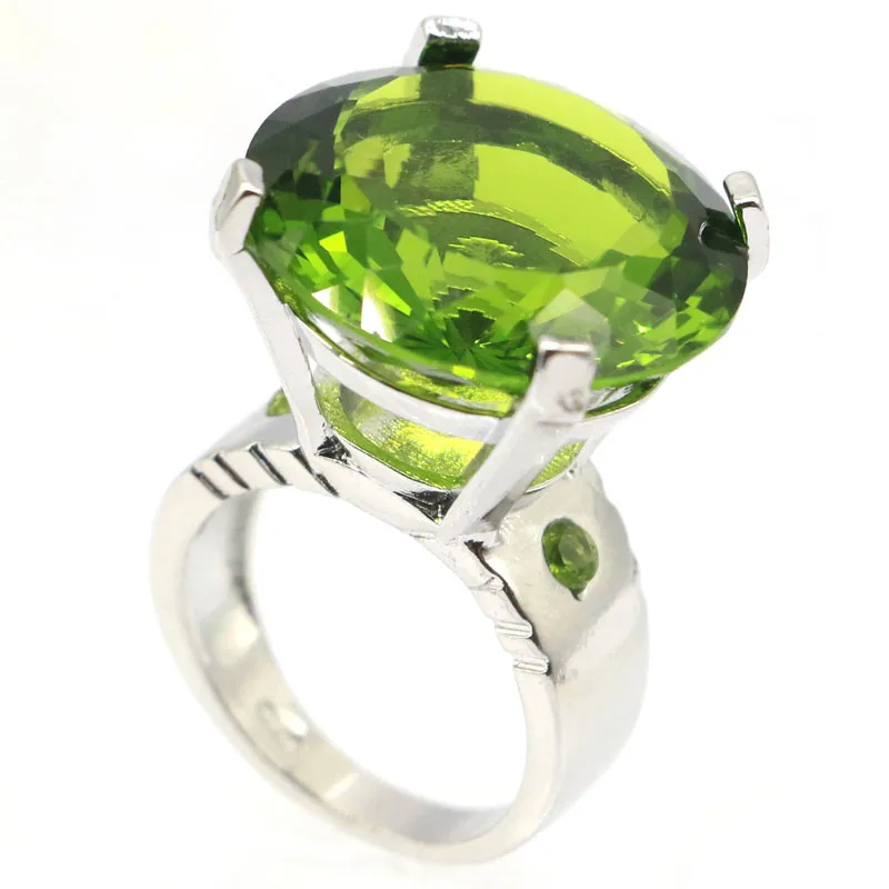 20x20 мм Deluxe Created 20 Green Peridot женские серебряные кольца для изготовления ювелирных