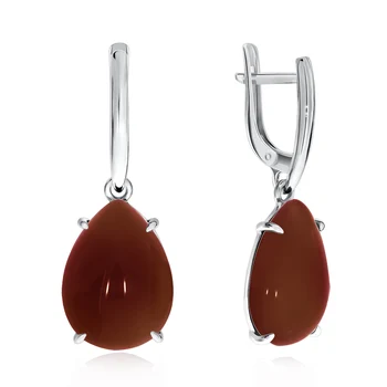 

Earrings made of silver with agate Red