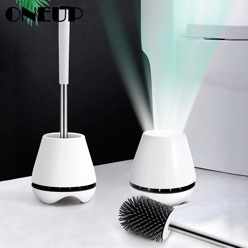 

ONEUP TPR Toilet Brush Silicone Soft Cleaning Brush Head For Toilet Long Handle Cleaning Tool With Base Bathroom Accessories