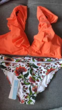 Bikini-Sets Biquinis Bathing-Suit CUPSHE Swimwear Women Orange Floral-Bottom Two-Pieces