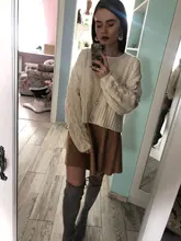 Westay jeli-cárdigan de punto para mujer, suéter grueso, suelto, de manga linterna, botón de perla, corto, dulce y estilo perezoso, primavera 2021