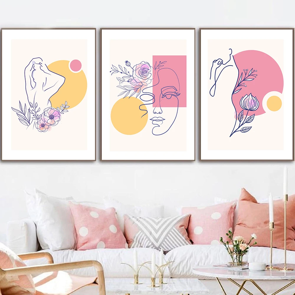 

Абстрактная линия лица женщины минималистская настенная Картина на холсте скандинавские постеры и принты настенные картины для гостиной домашний декор