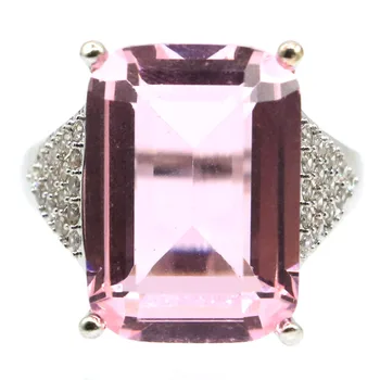 

18x13mm Pretty Created 18x13mm Pink Kunzite CZ Woman's Jewelry Making Silver Rings