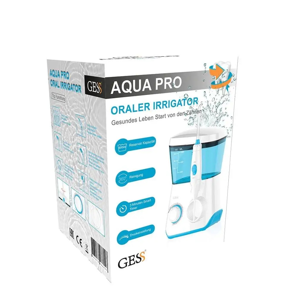 Ирригатор для полости рта Aqua Pro 600 мл 8 насадок до 7 атм. пульсация 1400 от сети GESS