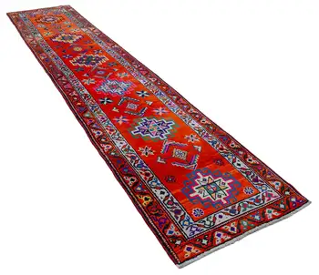 

83x392 Cm Red Handmade Boho Runner Rugs-3x13 Ft