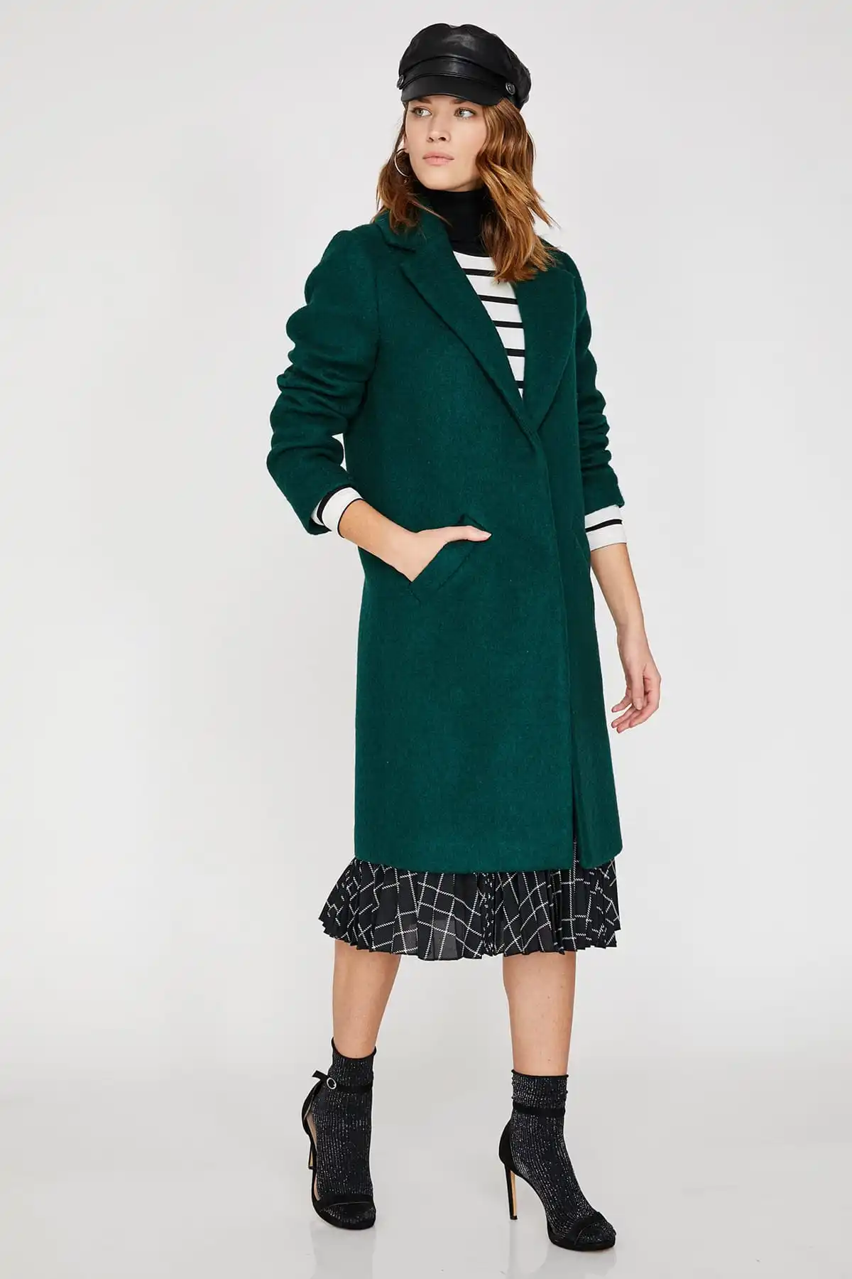 Coton женское зеленое мобильное детальное пальто 9KAK06259EW