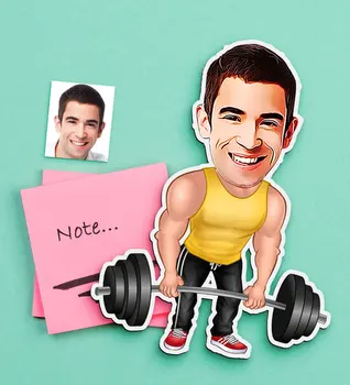 

Personalized Mr Weightlifter Caricature Of Wooden Magnet