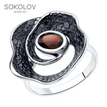 

Sokolov silver ring with Garnet, fashion jewelry, 925, women's male