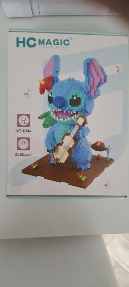 Custom MOC Same as Major Brands! 2882pcs+ 1044 Guitar Stitch Series Diamond  Building Block Micro Lilo &; Stitch Figure Cute 3D Model For Mini Bricks