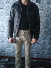 Chaqueta de cuero de vaca para hombre, abrigo de piel de vaca, grueso, de calidad, Estilo vintage, regalo, envío gratis