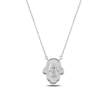 

KUTAYDAN Zircon Cubic Zirconia Fatma Master Hand Necklace 925 Sterling Silver