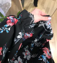 Floral-Dress Loose Full-Sleeve Fashion Women Casual Autumn Winter High-Waist