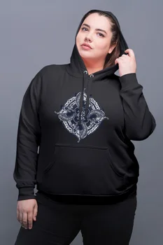 

Angemiel Wear Cosmic Pattern Dragon Black Women Hooded Sweatshirt