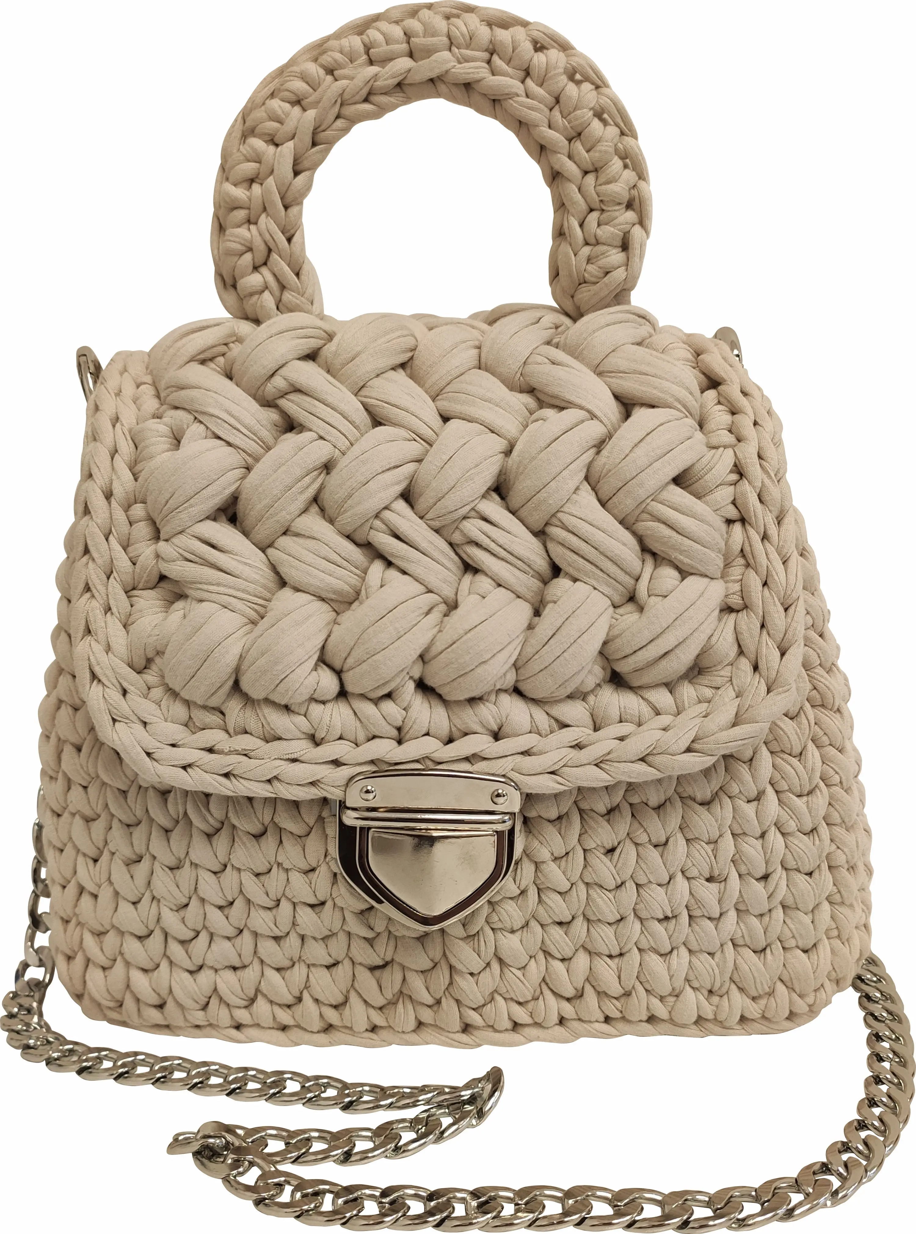 

Beige Color Handmade Knitting Bag Trend Model