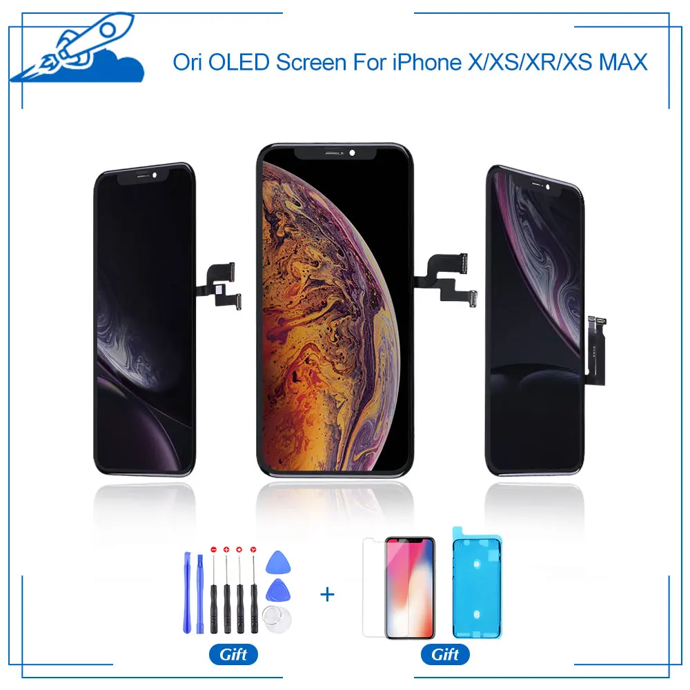 

AAA For iPhone X Xr Xs Xs Max OLED OEM Display With 3D Touch Digitizer Assembly No Dead Pixel LCD Screen Replacement Parts Black