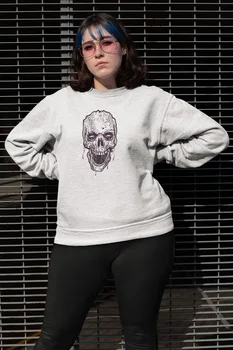 

Angemiel Wear Lineal Skull And Crossbones White Women Sweatshirts