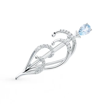 

Silver brooch with Topaz and cubic zirconia sunlight