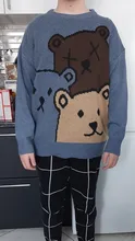 ZAZOMDE-suéter de oso de dibujos animados para hombre, ropa de invierno, Jersey de punto de manga larga a la moda, abrigo de algodón de gran tamaño, nuevo de 2020