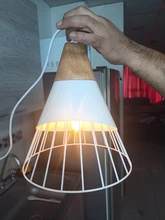 Pendant-Lamp Lampshade Led-Bulb Kitchen-Light Wood Bedroom PHYVAL E27 Aluminum Nordic