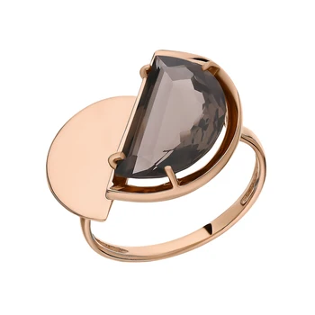 

Gold ring with quartz smoky sunlight sample 585