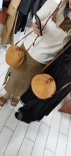 Gusure-Bolso de mimbre tejido para mujer, bandoleras cruzadas hechas a mano de verano para la playa, pequeñas, de hombro redondo de paja