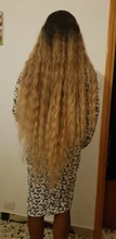 Peluca natural de cabello sintético para mujeres negras, pelo largo de onda de agua de 42 pulgadas, fibra de alta temperatura, Rubio, degradado, marrón