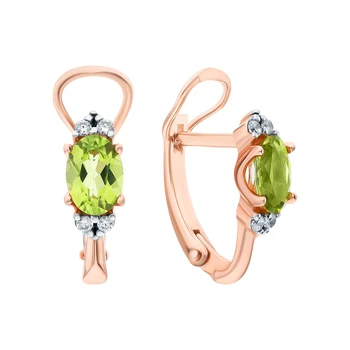 

Silver earrings with хризолитом and cubic zirconia sunlight sample 925 test