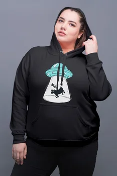 

Angemiel Wear Cow Attracting Ufo Black Women Hooded Sweatshirt