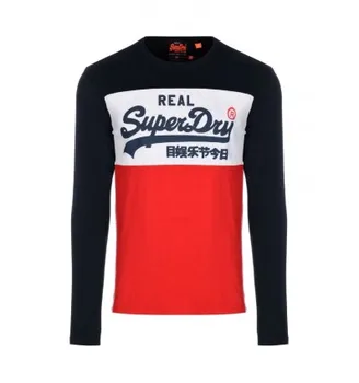 

SUPERDRY VINTAGE LOGO PANEL L/S TEE Navy blue men