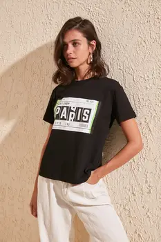 

Trendyol Printed Semi-Fitted Knitted T-Shirt TWOSS20TS1030
