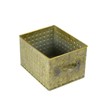 

Metallic box rectangular olive green gold 14X11X9
