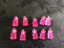 Mini abalorios de oso de goma de 22x11mm, 10 Uds., Color caramelo, para hacer aretes, colgantes, collares, joyería creativa DIY