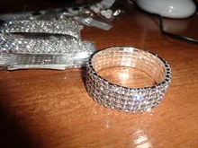 Pulsera elástica con diamantes de imitación de cristal para mujer, brazalete de oro ostentoso, joyería nupcial para boda, 4/5/8 filas