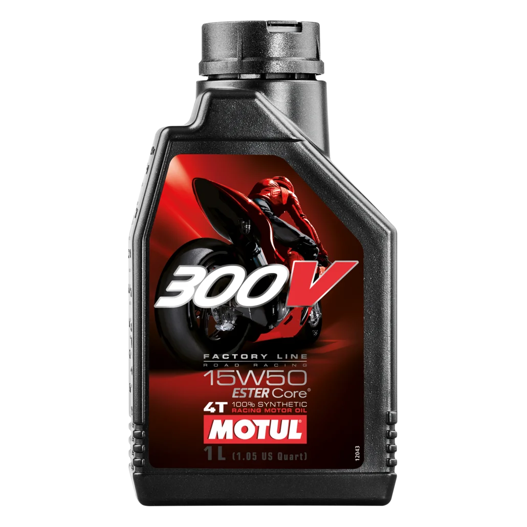 Motul 104125-Olio Motore Per Moto 300V 4T Factory Line Road Racing, 15W-50, 1L 100% Lubrificante Sintetico Per Moto E Auto