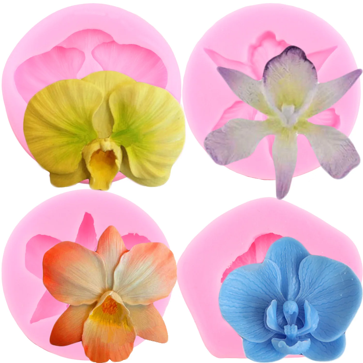 Orchid Silicone Mold DIY Wedding Flower Cupcake Topper Fondant Cake Decorating Tools Candy Clay Chocolate Soap Resin Moulds