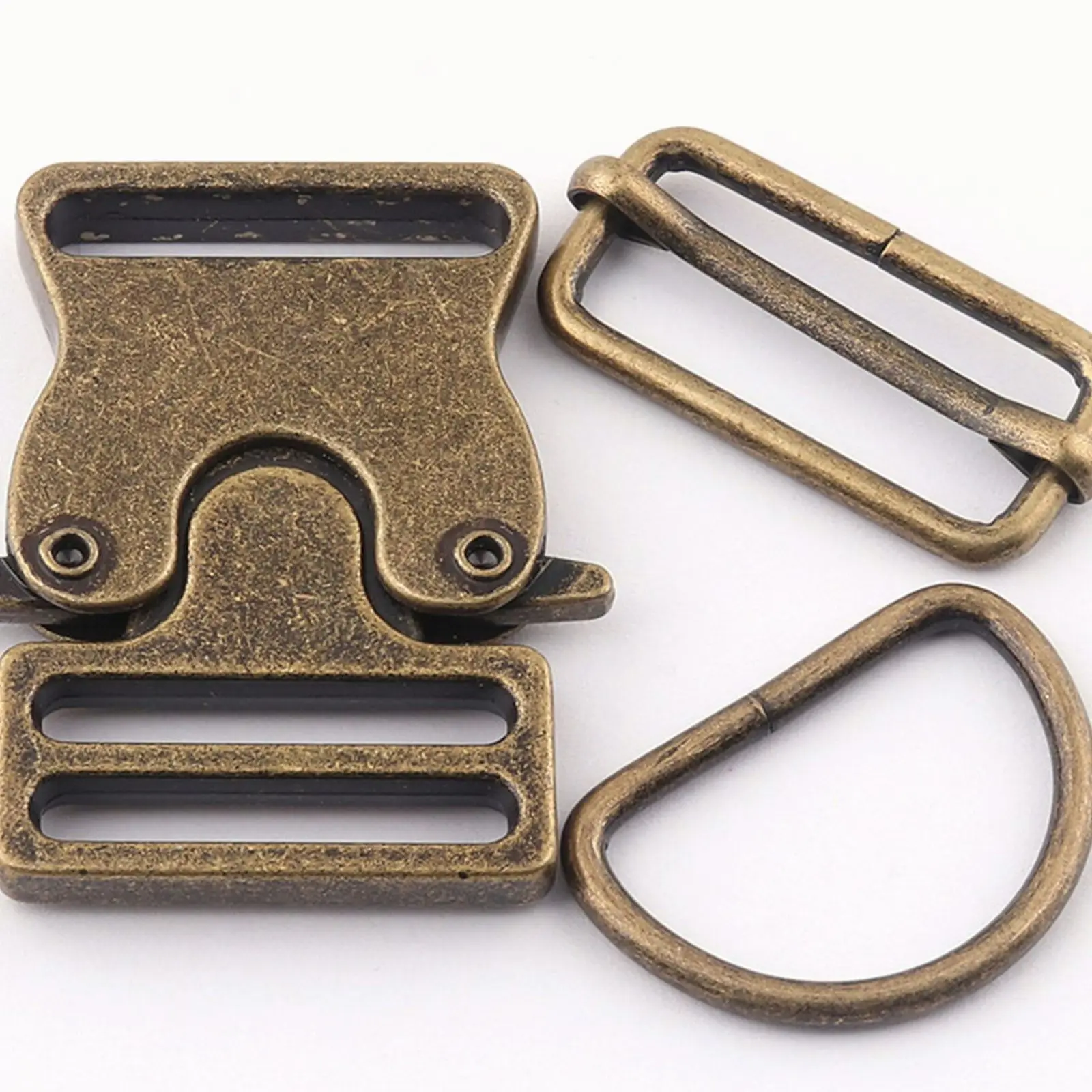 

30mm Bronze Metal Side Release Buckle,Dog Collar Hardware Adjuster Purse Buckles Webbing Hardware d Ring Strap Slide Buckle