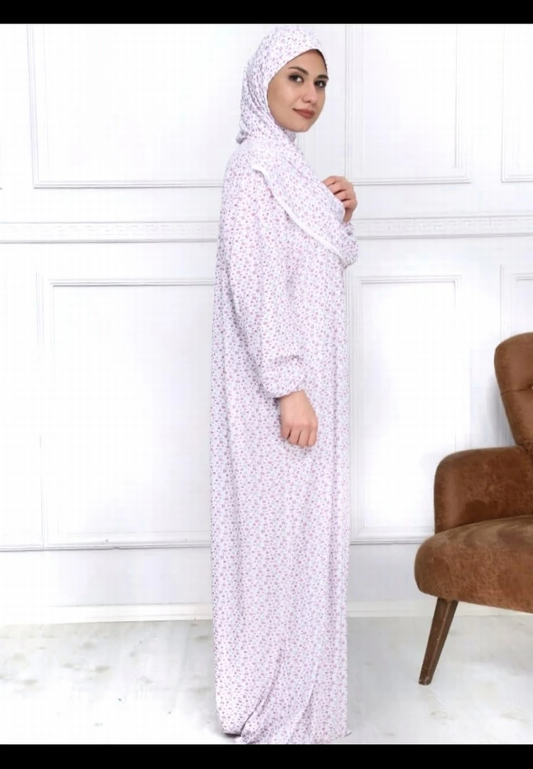 Muslim Full Cover Prayer Abaya Dress Islamic Traditional Cotton Turkey Female Thin Awe One 1 Piece Hijab Ramadan Random Color